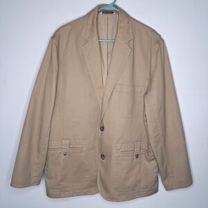 Duluth Trading Co. Firehouse Presentation Jacket Large Khaki Utility Blazer